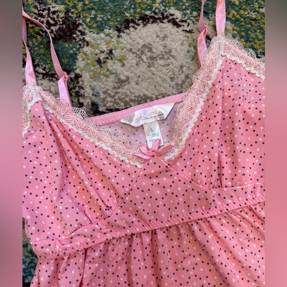 Pink Polka Dot Lace Trim Sleepwear